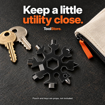 Illustrative Snowflake Multi-Tool carry setting; pouch and keys not included