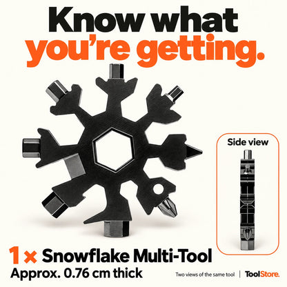 One Snowflake Multi-Tool with side-view inset, approximately 0.76 cm thick